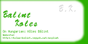 balint koles business card